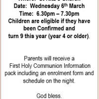First Holy Communion Parent Information Night 2024